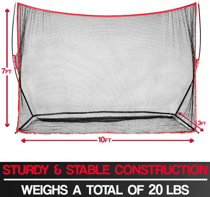 Heavy Duty Golf Net - Golf Net for Backyard Driving or Indoor Garage Golf Practice - 10X7 Feet Hitting Net Area - Perfect Equipment for Any Golfer