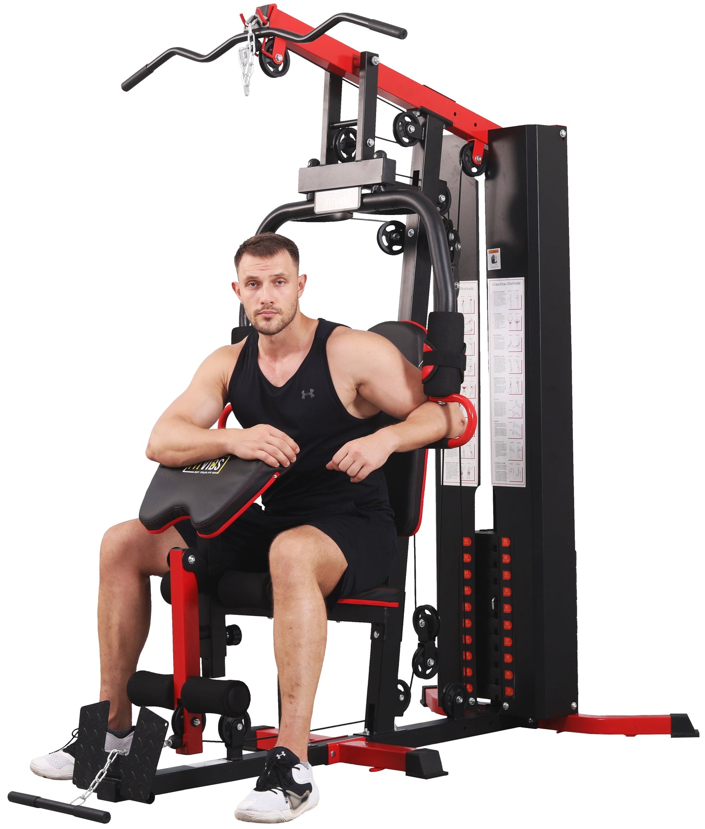 LX750 Multifunctional Full Home Gym System Workout Station with 122.5 Lbs Weight Stack, One Station, Comes with Installation Instruction Video, Ships in 5 Boxes