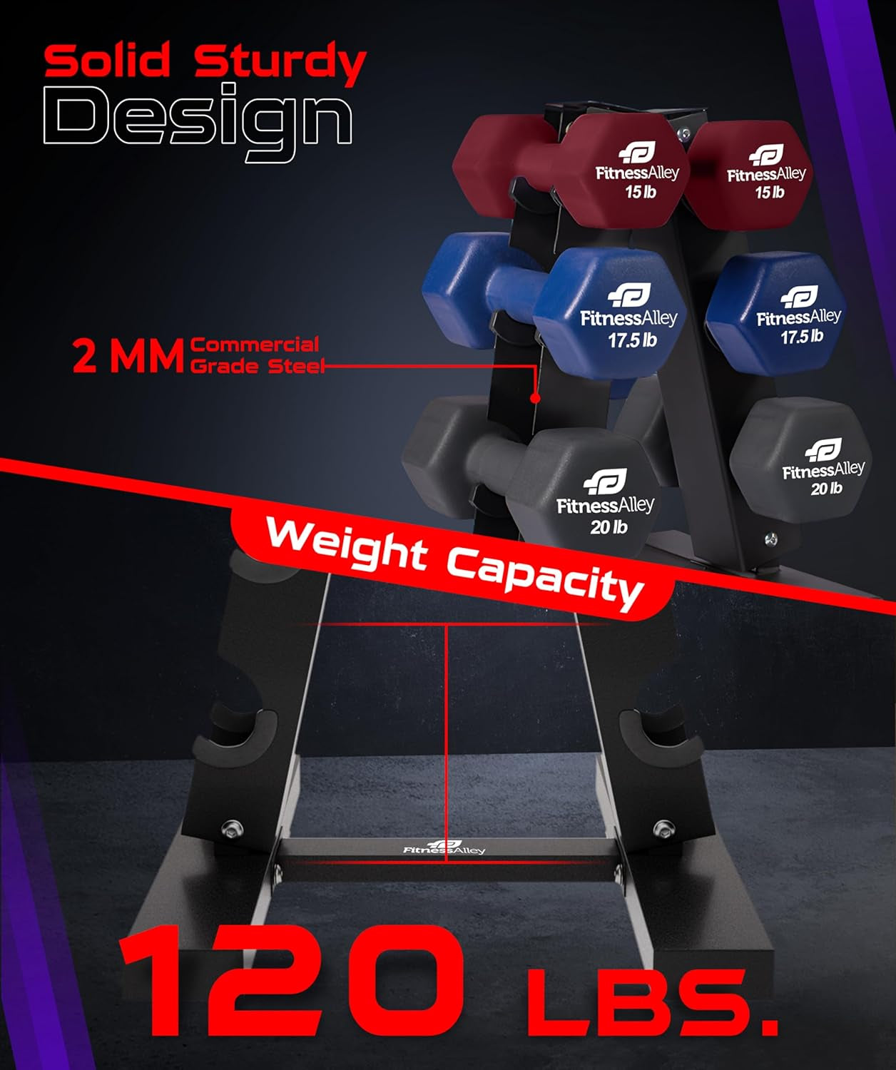 Dumbbells Storage Rack Neoprene Dumbbells Weight Rack - 2.0MM Thickness Weight Organizer Stand for Home Gym - Easy Assembly