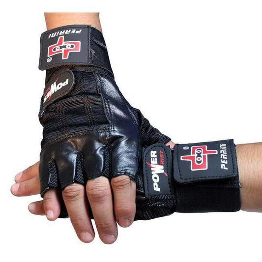 Black Leather Weight Lifting Fingerless Workout Gloves 281 S-XXL