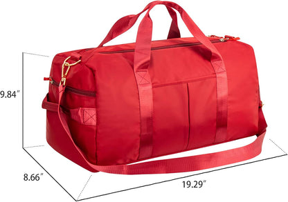 Sports Gym Duffle Travel Workout Bag for Men & Women with Shoe Compartment, Wet Pocket (Red)