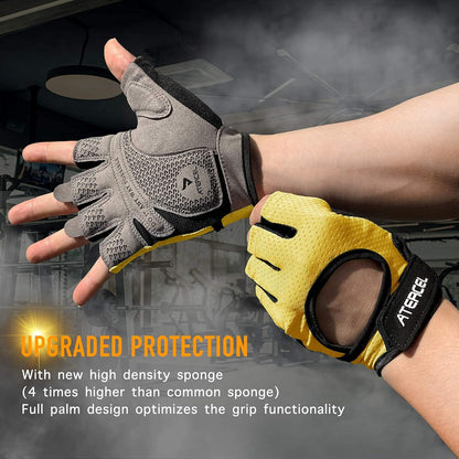 Weight Lifting Gloves Full Palm Protection, Workout Gloves for Gym, Cycling, Exercise, Breathable, Super Lightweight for Men and Women(Yellow, XL)