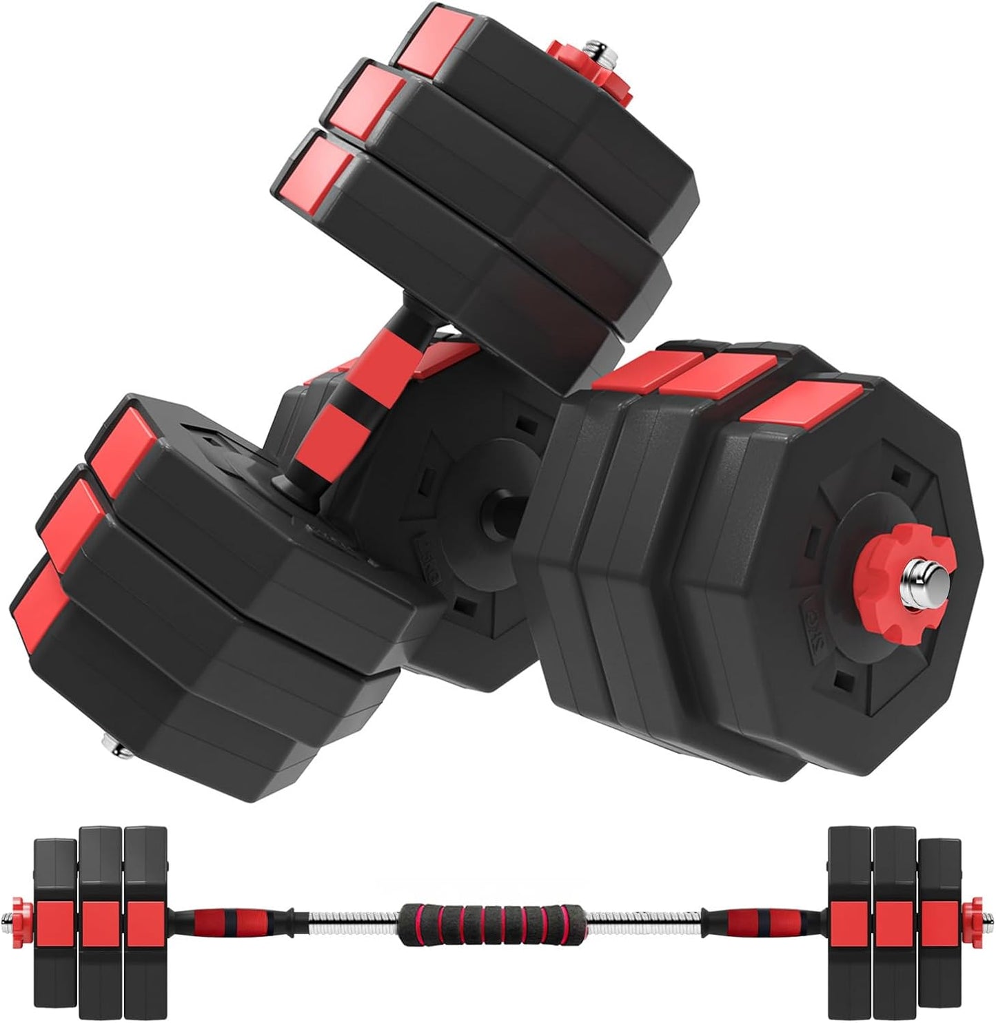 Weights Dumbbells Set, Adjustable Dumbbells Set of 2, Pair Strength Training Free Weights for Women at Home, 2 in 1 Barbell Set, Home Fitness Equipment for Gym, Work Out