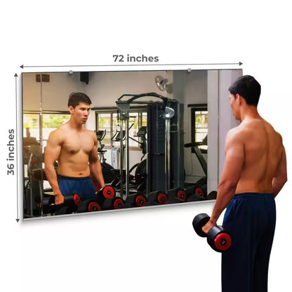 HD Gym Mirror 1/4 In. Thick 36 In. W X 72 In. H Tempered Glass, Safety-Backed, Free Hardware Included