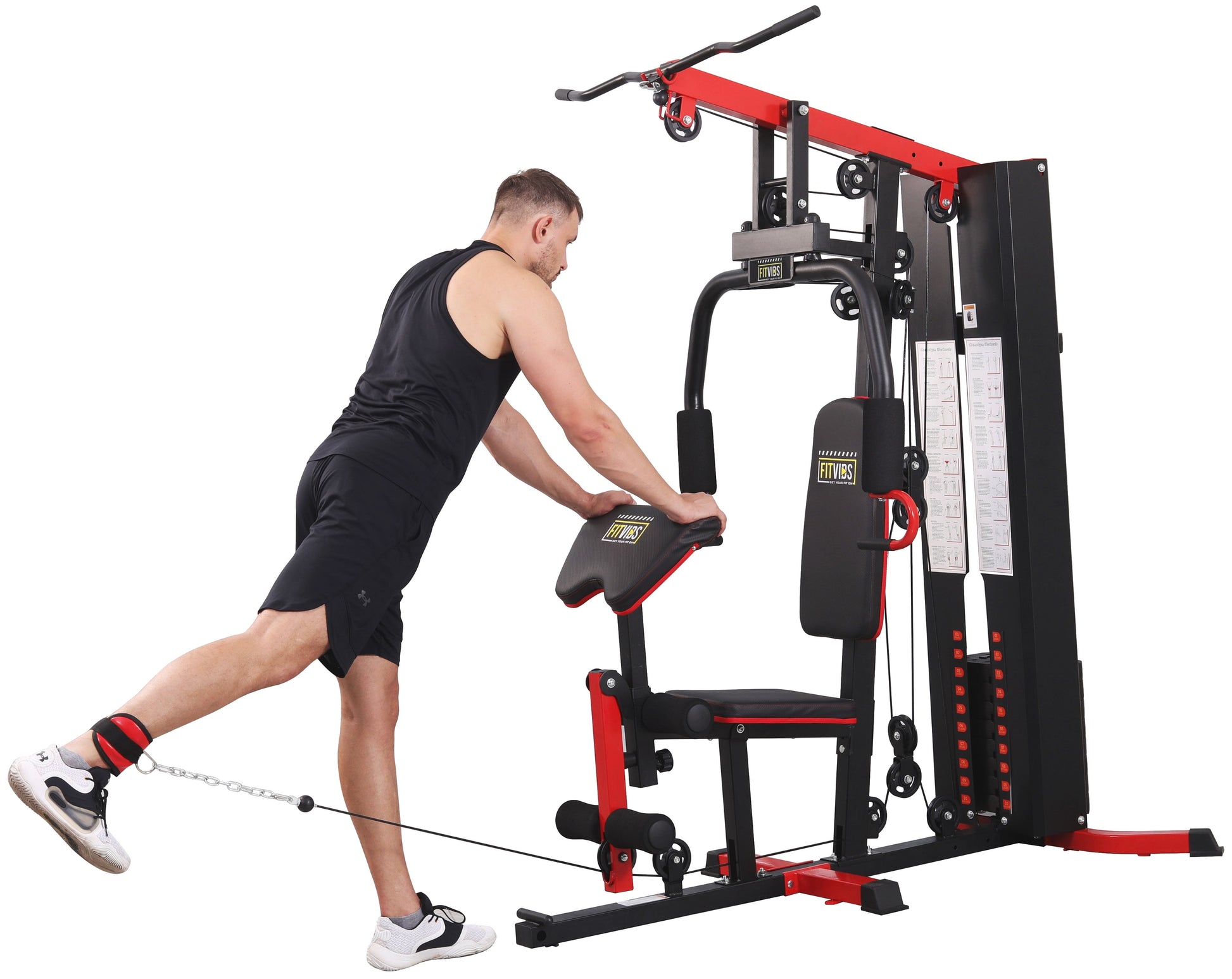 LX750 Multifunctional Full Home Gym System Workout Station with 122.5 Lbs Weight Stack, One Station, Comes with Installation Instruction Video, Ships in 5 Boxes