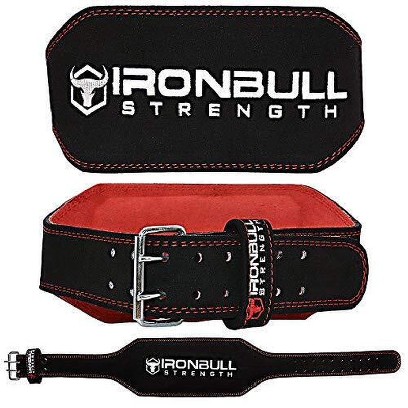 Weight Lifting Belt - 6-Inch Padded Leather Weight Belt - Heavy Small Black/Red