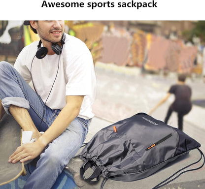 Drawstring Backpack Gym String Bag Sack Pack Sackpack Knapsack Sports Men Women Workout Dance Track Travel Beach Swim (Grey) One_Size