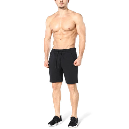 Mens Gym Workout Shorts,Hidden Zip Cotton Running Athletic Shorts for Men with Pockets (Medium,Black)