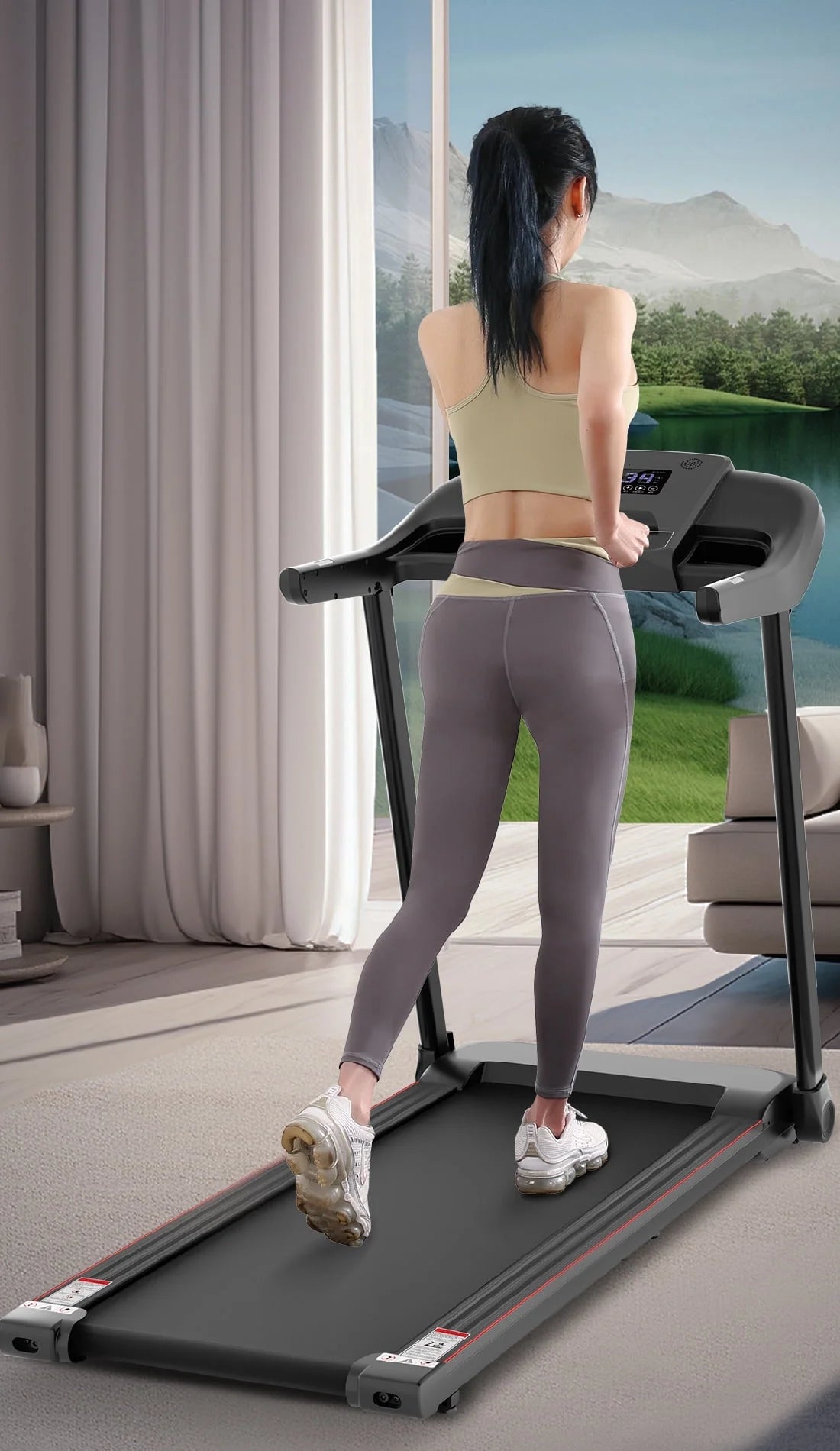 Treadmill with Folding Electric Treadmill Bluetooth Voice Control Exercise Treadmill for Home Office Speed Range of 0.5-7.5 Mph