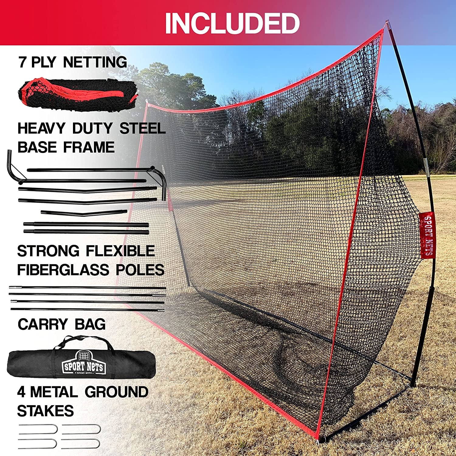 Heavy Duty Golf Net - Golf Net for Backyard Driving or Indoor Garage Golf Practice - 10X7 Feet Hitting Net Area - Perfect Equipment for Any Golfer