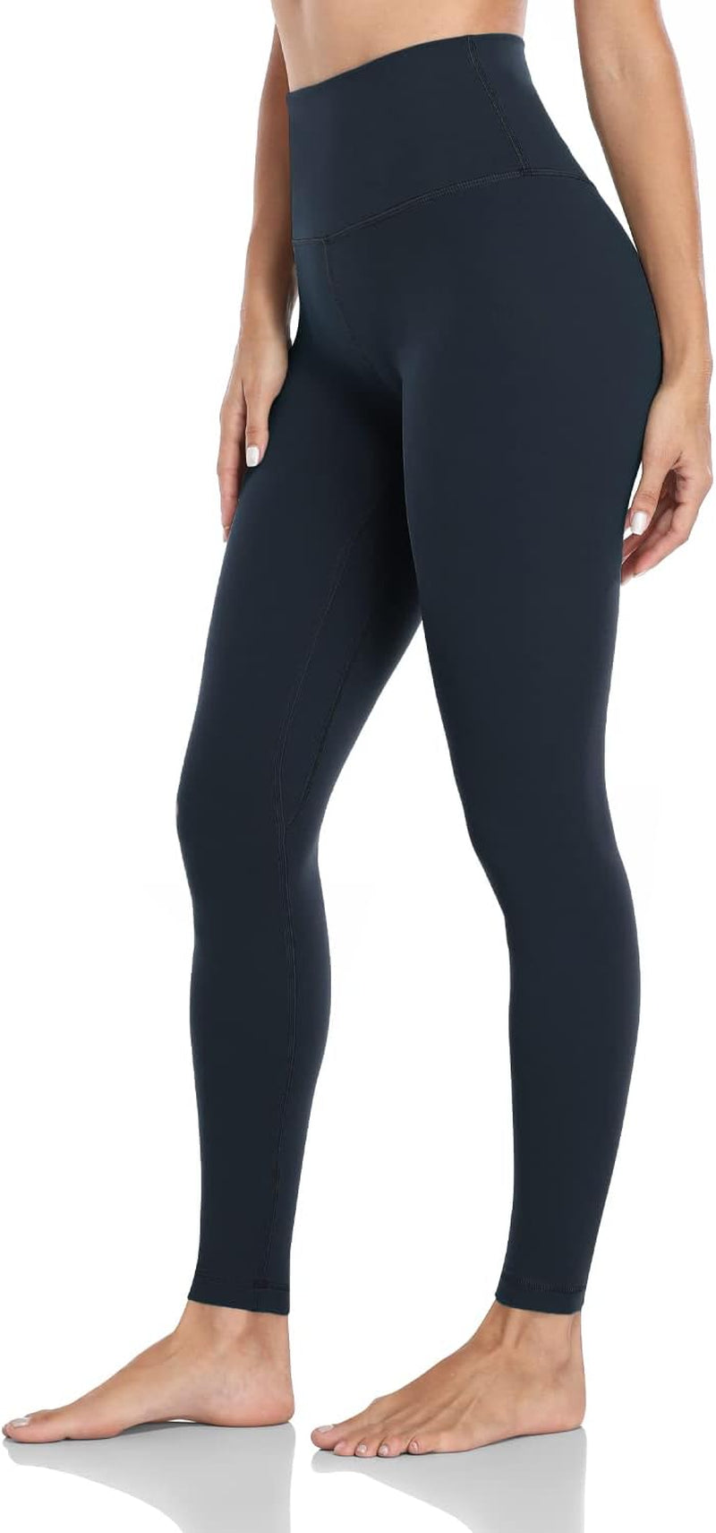 Essential High Waisted Yoga Leggings for Tall Women, Buttery Soft Full Length Workout Pants 28'' True Navy S(4/6)