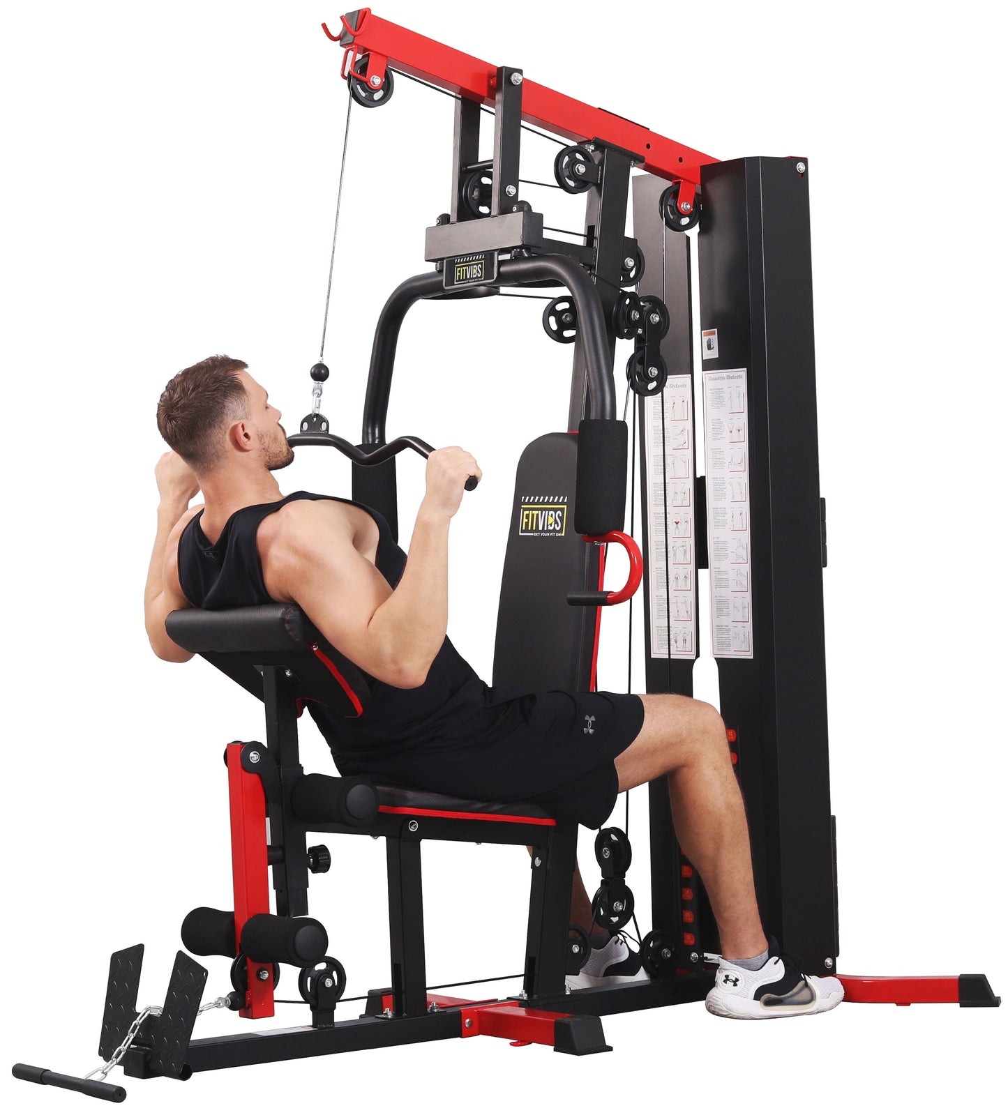 LX750 Multifunctional Full Home Gym System Workout Station with 122.5 Lbs Weight Stack, One Station, Comes with Installation Instruction Video, Ships in 5 Boxes