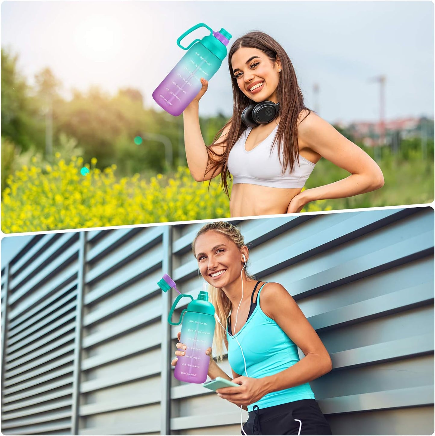 64 Oz Water Bottle - Food Grade Tritan, Large Capacity, Wide Mouth, Bpa Free, Straw - Ideal for Run, Hiking, Climbing, Fitness