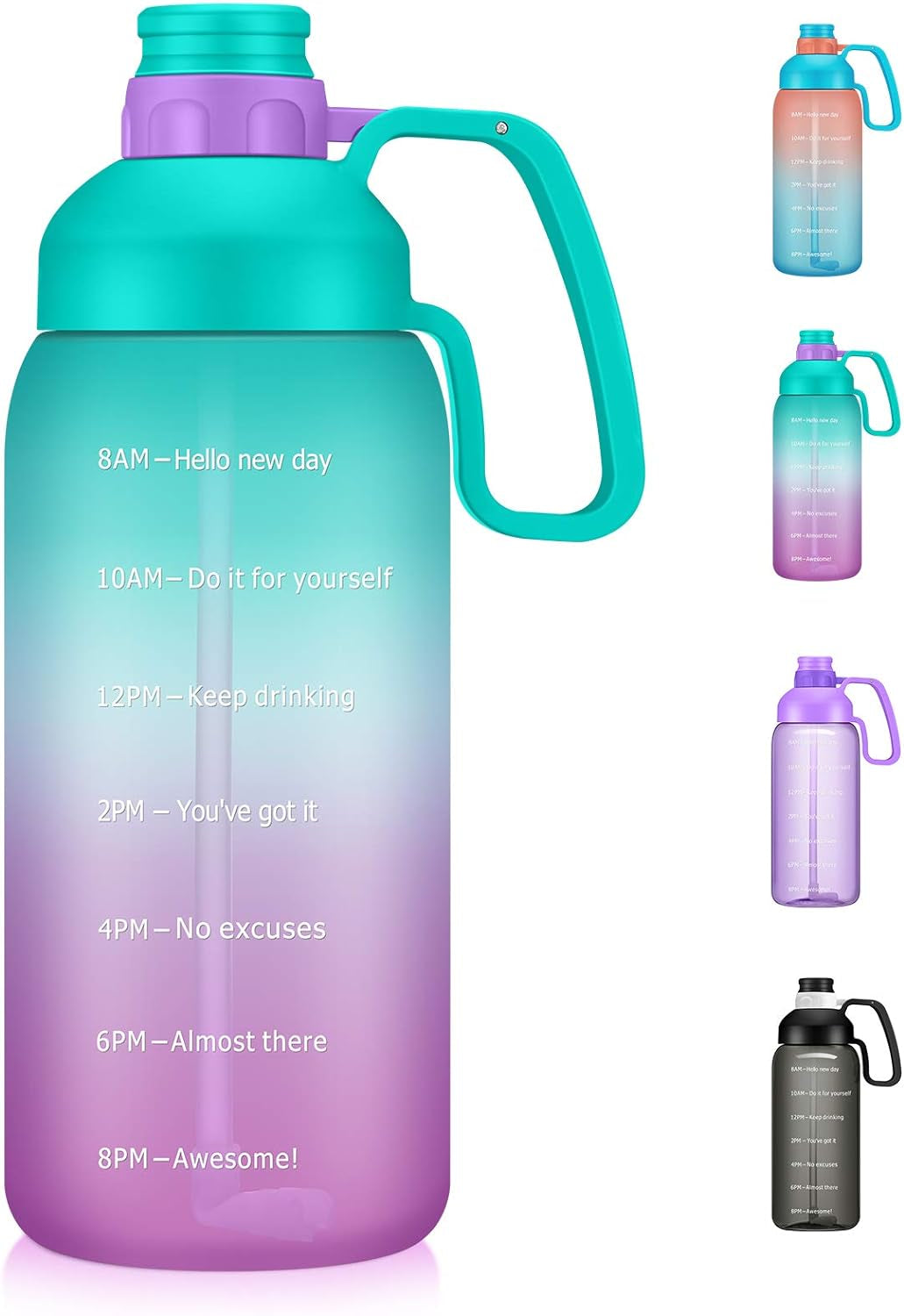 64 Oz Water Bottle - Food Grade Tritan, Large Capacity, Wide Mouth, Bpa Free, Straw - Ideal for Run, Hiking, Climbing, Fitness