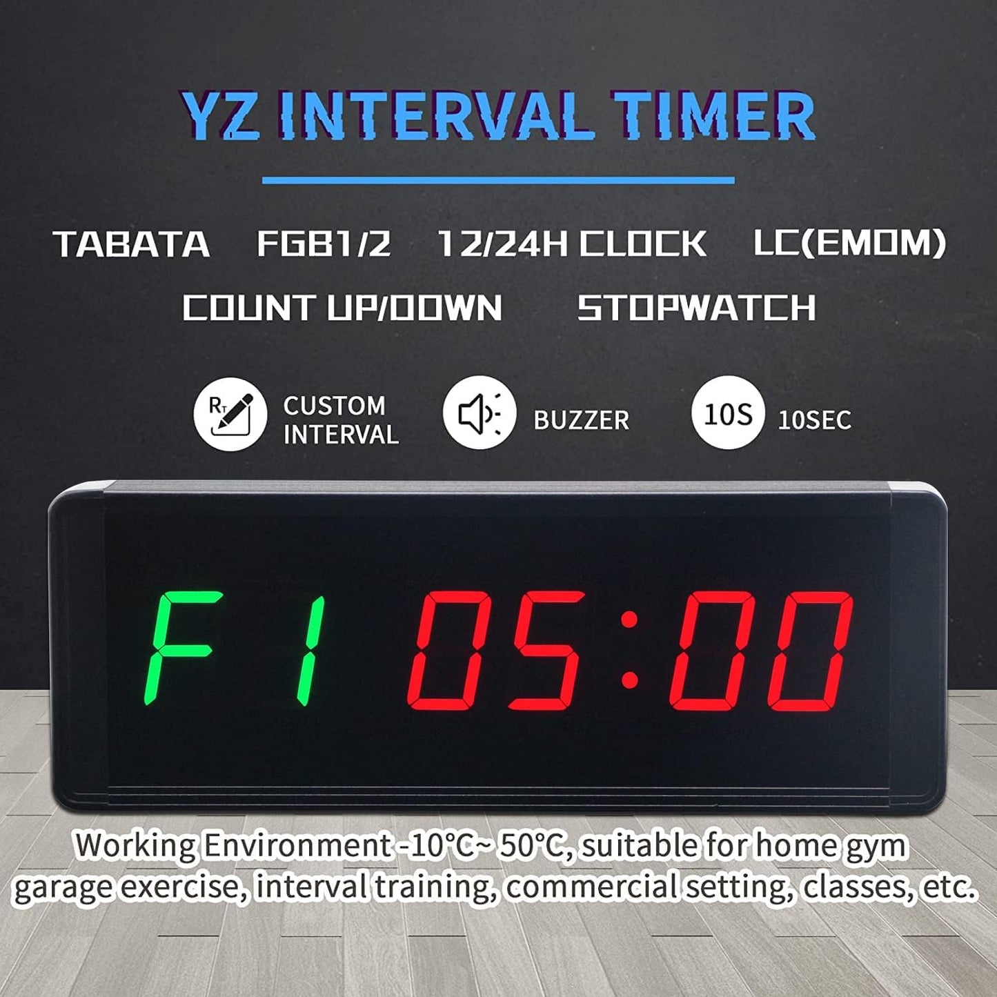 Gym Timer Clock for Home Gym, Fitness Timer with Start/Stop Button, Interval Timer for Workout, Stopwatch/Countdown Timer with Remote, 12/24H Digital Wall Clock, Portable Home Gym Accessories